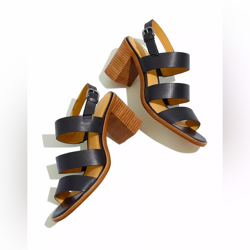 Madewell Black Leather Block Heels
